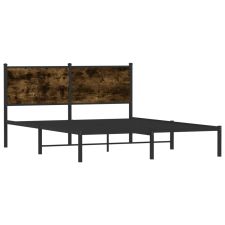 vidaXL füstös tölgyszínű fém ágykeret fejtámlával 140 x 200 cm (4007668) ágy és ágykellék