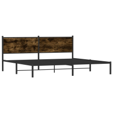 vidaXL füstös tölgyszínű fém ágykeret fejtámlával 193 x 203 cm (4007673) ágy és ágykellék