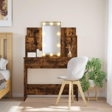 vidaXL füstös tölgyszínű fésülködőasztal LED-lámpákkal 96x40x142 cm bútor