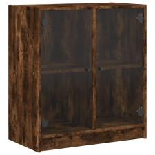 vidaXL füstös tölgyszínű kisszekrény üvegajtókkal 68 x 37 x 75,5 cm (836424) bútor