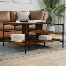 vidaXL füstös tölgyszínű műfa dohányzóasztal 100x100x48,5 cm bútor