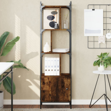 vidaXL Füstös tölgyszínű műfa könyvespolc ajtóval 44,5x30x154,5 cm bútor