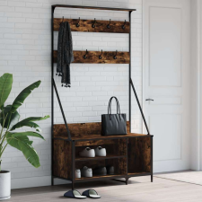 vidaXL füstös tölgyszínű ruhafogas cipőpolccal 100x41x184 cm bútor