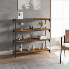 vidaXL füstös tölgyszínű szerelt fa/acél könyvszekrény 100x33x100 cm bútor