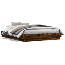 vidaXL Füstös tölgyszínű szerelt fa ágykeret 140 x 200 cm ágy és ágykellék