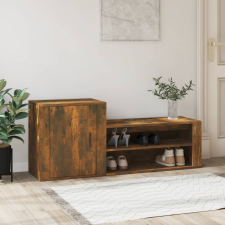 vidaXL füstös tölgyszínű szerelt fa cipősszekrény 130x35x54 cm bútor