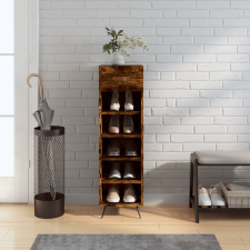 vidaXL füstös tölgyszínű szerelt fa cipőszekrény 30 x 35 x 105 cm bútor