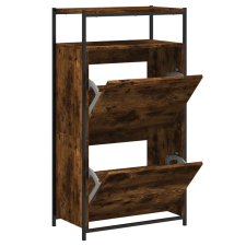 vidaXL füstös tölgyszínű szerelt fa cipőszekrény 60x34x112 cm (840031) bútor