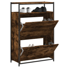 vidaXL füstös tölgyszínű szerelt fa cipőszekrény 75x34x112 cm bútor
