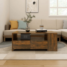vidaXL füstös tölgyszínű szerelt fa dohányzóasztal 102 x 55 x 42 cm bútor