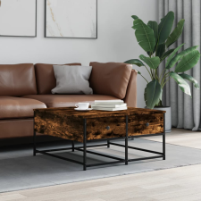 vidaXL füstös tölgyszínű szerelt fa dohányzóasztal 80x80x40 cm bútor