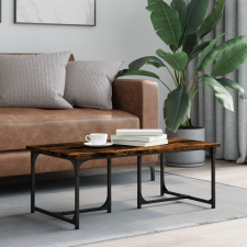 vidaXL füstös tölgyszínű szerelt fa dohányzóasztal 90x50x35 cm bútor