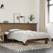 vidaXL füstös tölgyszínű szerelt fa és fém ágykeret 100 x 200 cm ágy és ágykellék