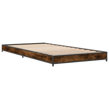 vidaXL füstös tölgyszínű szerelt fa és fém ágykeret 100 x 200 cm (845173) ágy és ágykellék
