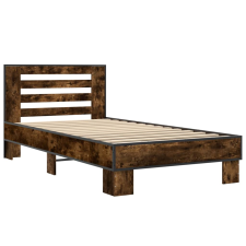 vidaXL füstös tölgyszínű szerelt fa és fém ágykeret 100 x 200 cm (845649) ágy és ágykellék