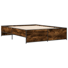 vidaXL füstös tölgyszínű szerelt fa és fém ágykeret 140 x 200 cm (3279889) ágy és ágykellék