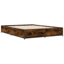 vidaXL füstös tölgyszínű szerelt fa és fém ágykeret 140x190 cm (3279854) ágy és ágykellék