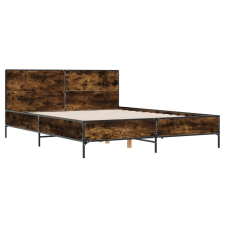 vidaXL füstös tölgyszínű szerelt fa és fém ágykeret 150 x 200 cm ágy és ágykellék