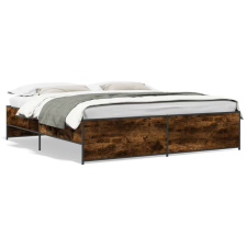 vidaXL füstös tölgyszínű szerelt fa és fém ágykeret 180 x 200 cm ágy és ágykellék