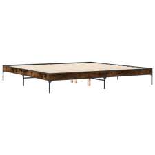 vidaXL füstös tölgyszínű szerelt fa és fém ágykeret 200 x 200 cm (844998) ágy és ágykellék