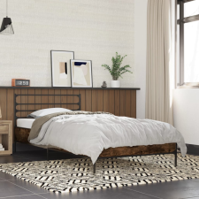 vidaXL füstös tölgyszínű szerelt fa és fém ágykeret 90 x 190 cm ágy és ágykellék