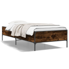 vidaXL füstös tölgyszínű szerelt fa és fém ágykeret 90 x 190 cm ágy és ágykellék