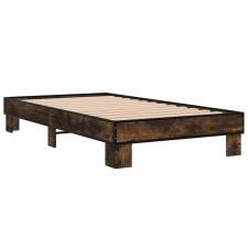 vidaXL füstös tölgyszínű szerelt fa és fém ágykeret 90 x 200 cm (845874) ágy és ágykellék