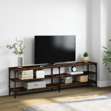vidaXL füstös tölgyszínű szerelt fa és fém TV-szekrény 180x30x50 cm bútor