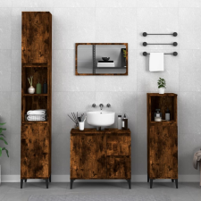 vidaXL füstös tölgyszínű szerelt fa fürdőszobaszekrény 30x30x100 cm fürdőszoba bútor