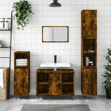 vidaXL füstös tölgyszínű szerelt fa fürdőszobaszekrény 30x30x100 cm fürdőszoba bútor