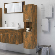 vidaXL füstös tölgyszínű szerelt fa fürdőszobaszekrény 30x30x130 cm fürdőszoba bútor