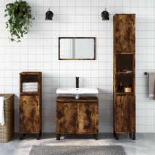 vidaXL füstös tölgyszínű szerelt fa fürdőszobaszekrény 58 x 33 x 60 cm fürdőszoba bútor
