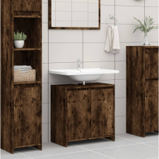 vidaXL füstös tölgyszínű szerelt fa fürdőszobaszekrény 60x33x61 cm fürdőszoba bútor