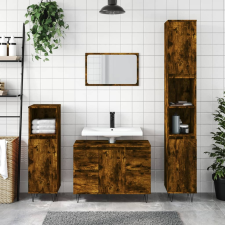 vidaXL füstös tölgyszínű szerelt fa fürdőszobaszekrény 80 x 33 x 60 cm fürdőszoba bútor