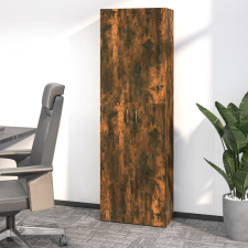 vidaXL füstös tölgyszínű szerelt fa irodaszekrény 60 x 32 x 190 cm irattároló szekrény