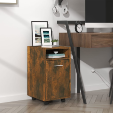 vidaXL füstös tölgyszínű szerelt fa kisszekrény kerekekkel 33x38x60 cm bútor