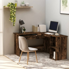 vidaXL füstös tölgyszínű szerelt fa sarokíróasztal 120 x 140 x 75 cm íróasztal