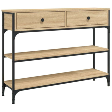 vidaXL Füstös tölgyszínű szerelt fa tálalóasztal 100x25x75 cm bútor