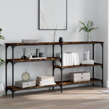 vidaXL Füstös tölgyszínű szerelt fa tálalóasztal 160x29x75 cm bútor