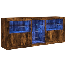 vidaXL füstös tölgyszínű tálalószekrény LED-ekkel 162 x 37 x 67 cm (3209034) bútor