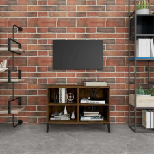 vidaXL füstös tölgyszínű TV-szekrény fémlábakkal 69,5 x 30 x 50 cm bútor