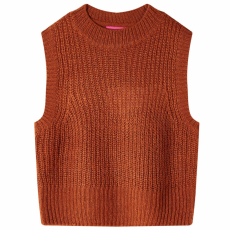 vidaXL Gyerek pulóver mellény kötött Cognac 116