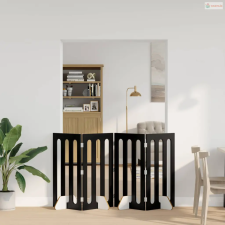vidaXL Hajtható állatkerítés 4 pcs Fekete Tölgy 201 x 38 x 90 cm szállítóbox, fekhely kutyáknak