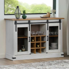 vidaXL HALDEN fehér tömör fa komód 2 tolóajtóval 112x40x80 cm bútor