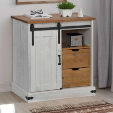 vidaXL HALDEN fehér tömör fa komód tolóajtós 80x40x80 cm bútor
