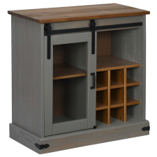 vidaXL HALDEN szürke tömör fa komód tolóajtós 80x40x80 cm (4018423) bútor