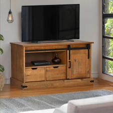 vidaXL HALDEN tömör fa TV szekrény tolóajtóval 110x40x60 cm bútor