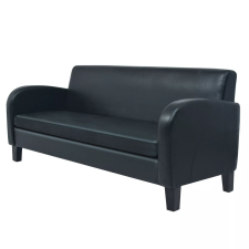 vidaXL háromszemélyes fekete műbőr kanapé bútor