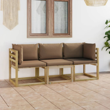 vidaXL háromszemélyes kerti kanapé tópszínű párnákkal kerti bútor