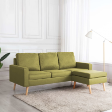 vidaXL háromszemélyes zöld szövetkanapé lábzsámollyal bútor
